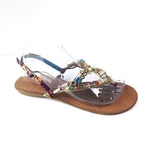 Boho beaded embellished thong sandals
